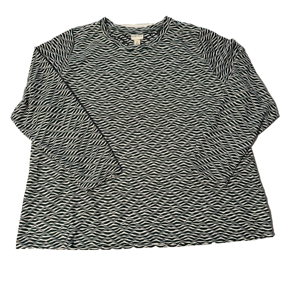 Ava & Viv Womens Retro Printed Long Sleeve Top Womens Plus Size 3X